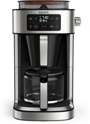 Krups Filterkaffeemaschine KM760D Aroma Partner, 1,25l Kaffeekanne, Integrierte Kaffee-Vorratsbox; Auto-Abschaltung; Timer; 2-10 Tassen; 1,25 L