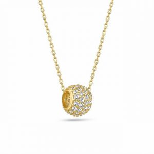 dKeniz Anhänger mit Kette "925/- Sterling Silber vergoldet Kugel-Pave-Kette"