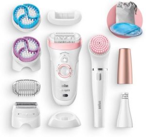 Braun Epilierer Silk-épil 9 9-975 6-in-1, Kabellose Wet&Dry Haarentfernung - Epilierer, Rasierer, Peeling, Reinigungskit für Gesicht und Körper