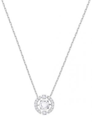 Swarovski Kette mit Anhänger "Sparkling Dance Round, weiss, Rhodiniert, 5286137", mit Swarovski® Kristallen