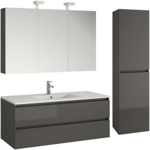 Allibert Badmöbel-Set "Alma", (4-St), bestehend Waschplatz, Spiegelschrank und Hochschrank