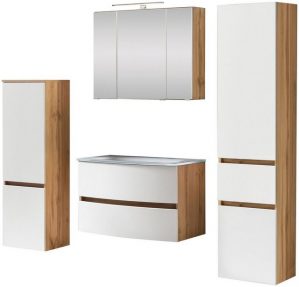 HELD MÖBEL Badezimmer-Set "Kaunas", (Set, 4-St), bestehend aus Waschtisch-Set mit Midischrank und Seitenschrank, Breite 120 cm