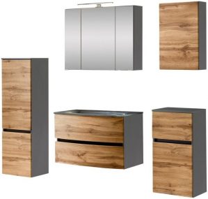 HELD MÖBEL Badezimmer-Set "Kaunas", (Set, 5-St), bestehend aus Waschtisch-Set mit Midischrank, Breite 160 cm