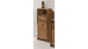 KAWOLA Badezimmer Schrank klein Loft Edge Akazie Massiv-Holz Baumkante B/H/T: 47x87x43cm