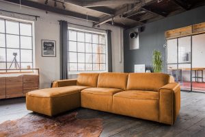 KAWOLA Ecksofa EXTRA Sofa Leder cognac Recamiere links klein mit manueller Sitztiefenverstellung