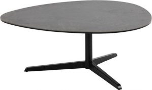 andas Couchtisch "Ben" (1), mit Glastischplatte, dreieckige Form mit abgerundeten Kanten, schwarze Metallbeine, in verschiedenen Variationen erhältlich