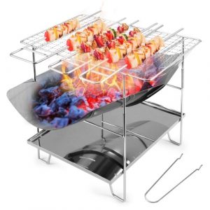 Klappbarer Grill Grill Camp Grill Mini Grill Outdoor Edelstahl Brennholz Ständer Tragbarer Holzkohle Camping Herd Picknick Werkzeug Für Home Park Kitcken BBQ Gebrauch