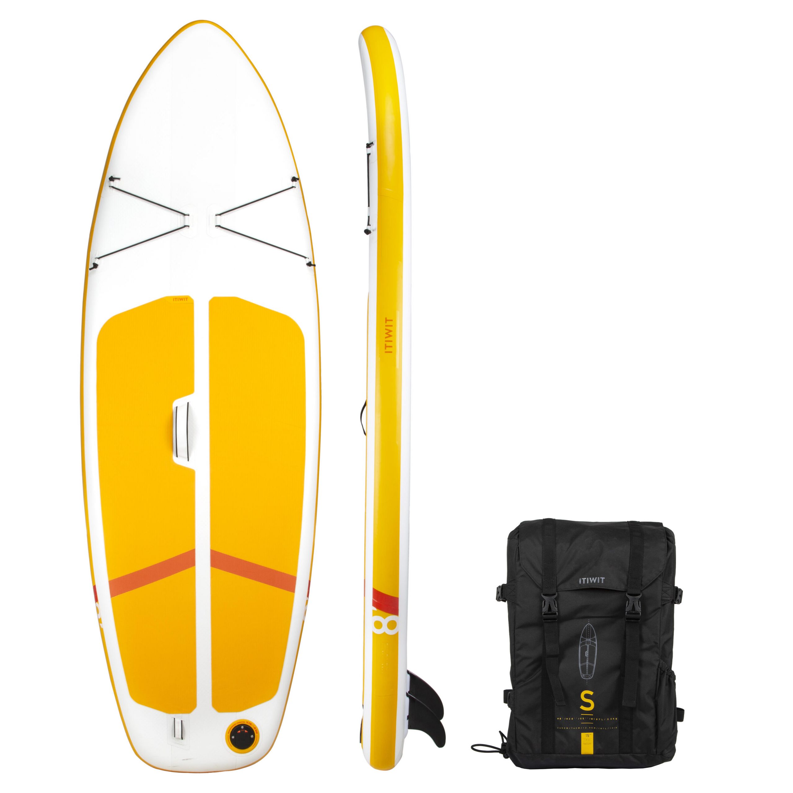 SUPBoard Stand Up Paddle aufblasbar Einsteiger kompakt 8′ gelb/weiss