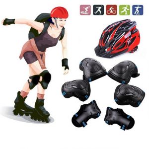7Magic Protektoren-Set (mit Fahrradhelm), Knieschützern und Ellbogenschützern mit Handgelenkschutz für Erwachsene Skateboard, Scooter, Skate, BMX-Fahrrad