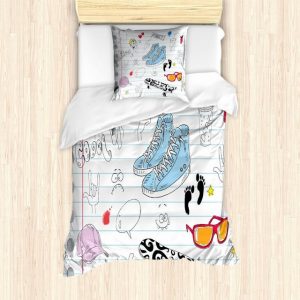 Bettwäsche "Milbensicher Allergiker geeignet mit Kissenbezug", Abakuhaus, Gekritzel Zeichnungen auf einem Notebook