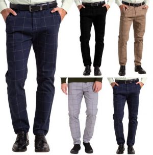 BlauerHafen Chinohose "Herren Formaler Check Hose Slim-Fit Vintage Tailored Office Business Full Pants" 4 Pockets(2 Front 2 Back), All sizes available 30''-38''