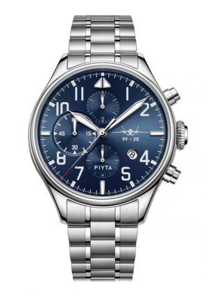 FIYTA Luxusuhr "GA881010.WLW Automatikuhr-Flieger-Chronograph blau mit Titan-Gehäuse & Leuchtzeiger - limitiert auf 300 Stück", Mach Pilot