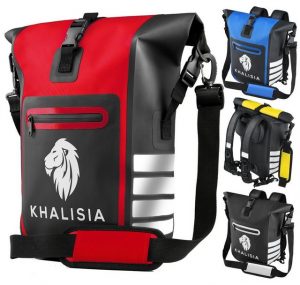KHALISIA Fahrradtasche "KHALISIA Fahrradtasche wasserdicht - 3in1 Gepäckträgertasche - einsetzbar als Fahrradrucksack & Umhängetasche mit großen Reflektoren -inkl. Laptoptasche 15.6 Zoll"