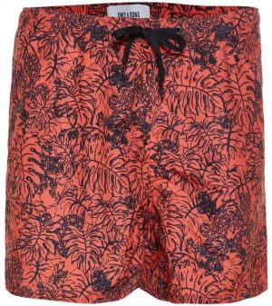 ONLY & SONS Stoffhose "ONLY & SONS Herren Schwimm-Shorts Badehose mit Blätterprint Ted AOP1 Schwimmhose Rot/Schwarz"