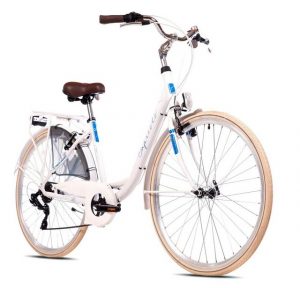breluxx Cityrad "28 Zoll ALU Damenfahrrad Diana S weiß, Citybike mit Gepäckträger + Beleuchtung", 6 Gang Shimano Tourney Schaltwerk, Kettenschaltung