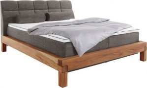 Home affaire Boxspringbett "Villads", Liegefläche: 180/200 cm aus massiver Balkeneiche, Inside-Boxspring-Unterbau, recycelte Stoffe, mit neuem Gel-Topper, auch Härtegrad 4, erhältlich in 3 Bettenbreiten