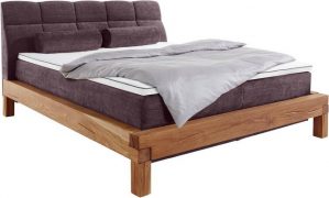 Home affaire Boxspringbett "Villads", Liegefläche: 180/200 cm aus massiver Balkeneiche, Inside-Boxspring-Unterbau, recycelte Stoffe, mit neuem Gel-Topper, auch Härtegrad 4, erhältlich in 3 Bettenbreiten