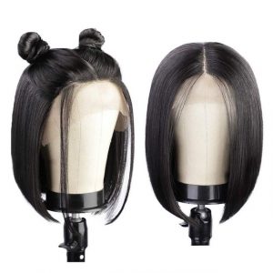Housruse Toupet "Damen Schwarze Perücken Kurze Gerade Schwarze Synthetische Bob Perücken Für Den Täglichen Gebrauch Der Frauen", lebensecht
