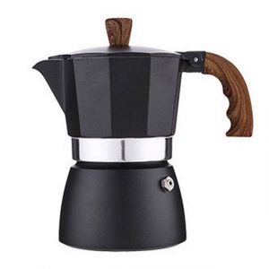 Leway Reisekaffeemaschine Espressokocher, Herdplatten-Kaffeemaschine, Moka-Maker, Kaffeemaschine, Kaffeebereiter zum Mahlen von Kaffee, American Latte, Mokka, Cappuccino, Macchiato, Kaffeebereiter, schwarz, 0.15l Kaffeekanne