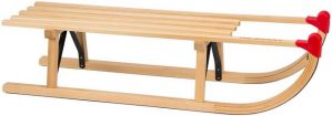 NIJDAM Schlitten "Davoser Buchenholz Schlitten • Natur-Holz Rodelschlitten 100 cm • Maximalbelastung 90 Kg"