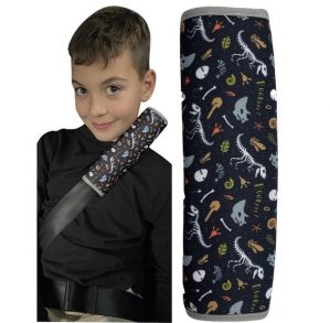 Schlafkissen, "1x oder 2x HECKBO Kinder Auto Gurtpolster Gurtschutz mit Dinosaurier Dino Skelett Motiv - Sicherheitsgurt Polster für Kinder und Babys- Ideal für jeden Gurt Autositzerhöhungen Kinder Fahrradanhänger Flugzeug", HECKBO