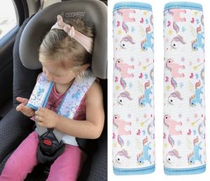 Schlafkissen, "1x oder 2x Kinder Auto Gurtpolster Gurtschutz mit Einhorn Motiv - Sicherheitsgurt Polster für und Babys- Ideal für jeden Gurt Autositzerhöhungen Kinder Fahrradanhänger Flugzeug", HECKBO