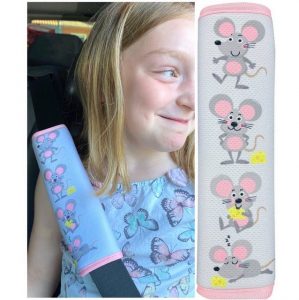 Schlafkissen, "1x oder 2x Kinder Auto Gurtpolster Gurtschutz mit Maus Motiv - Sicherheitsgurt Polster für Kinder und Babys - Ideal für jeden Gurt Autositzerhöhungen Kinder Fahrradanhänger Flugzeug", HECKBO