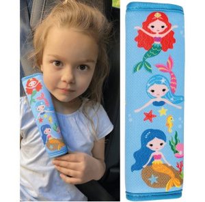 Schlafkissen, "1x oder 2x Kinder Auto Gurtpolster Gurtschutz mit Meerjungfrauen Motiv - Sicherheitsgurt Polster für Kinder und Babys- Ideal für jeden Gurt Autositzerhöhungen Kinder Fahrradanhänger Flugzeug", HECKBO
