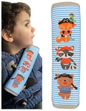Schlafkissen, "1x oder 2x Kinder Auto Gurtpolster Gurtschutz mit Piraten Motiv - Sicherheitsgurt Polster für Kinder und Babys- Ideal für jeden Gurt Autositzerhöhungen Kinder Fahrradanhänger Flugzeug", HECKBO