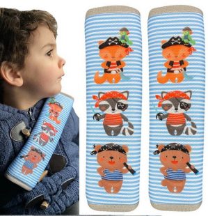 Schlafkissen, "1x oder 2x Kinder Auto Gurtpolster Gurtschutz mit Piraten Motiv - Sicherheitsgurt Polster für Kinder und Babys- Ideal für jeden Gurt Autositzerhöhungen Kinder Fahrradanhänger Flugzeug", HECKBO