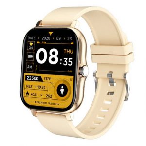 TPFNet SW04 Smartwatch (4.29 cm/1.69 Zoll), mit Silikon Armband - individuelles Display - Armbanduhr mit Musiksteuerung, Herzfrequenz, Schrittzähler, Kalorien, Social Media etc., Gold