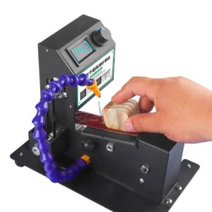 350W Mini-Gürtelschleifer Elektrische Schleifen Polieren Schleifmaschine Trockene & Wet Schleifen Schleifen Schleifer Schleifmaschine Kleine Sand-Gürtel-Maschine Schrittlose Geschwindigkeitsregelung mit 10 Schleifbändern zum Polieren von Holz Acryl Metall (Gürtelgröße: 30*380mm)