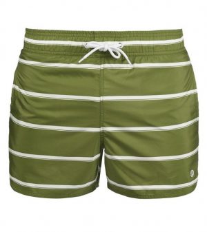 Blend Bikini-Hose "BLEND Salvio Herren Bade-Hose gestreifte Badeshorts 20711227 Freizeit-Hose Grün/Weiß"