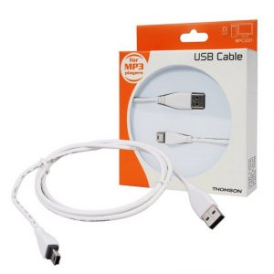 Thomson Navigationstasche "Mini-USB B-Stecker USB-Kabel 1,2m Weiß", USB 2.0 Anschluss-Kabel mit Mini-B-Stecker, passend für PC, Notebook, Laptop, Tablet, Handy, Smartphone, Navi, MP3-Player etc.