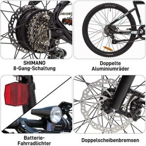 VECOCRAFT E-Bike "OFFROAD 27.5 ZOLL mit 2akku, Reichweite bis 170km 25km/h", 8 Gang Shimano, Kettenschaltung, Heckmotor