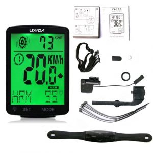 LIXADA 3 in 1 Drahtloser Fahrradcomputer Multifunktionaler LCD-Bildschirm Fahrradcomputer mit Herzfrequenzsensor Mountainbike-Tachometer Kilometerzähler IPX7 Wasserdichtes Radfahren Stoppuhr mit messbarer Temperatur