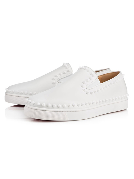 Weiße Nieten-Slip-On-Sneaker für Herren