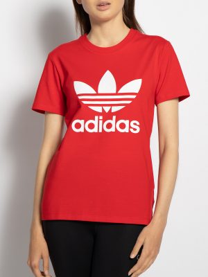 adidas T-Shirt in rot für Damen, Größe: 34. Trefoil Tee