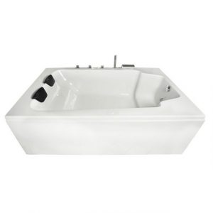 Basera® Badewanne "Badewanne XXL Milos 190 x 120 cm für 2 Personen", (Komplett-Set), mit Wasserfall, LED-Ambiente und Kopfstützen
