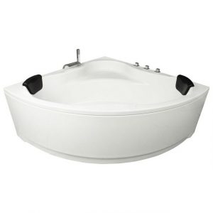 Basera® Badewanne "Eck-Badewanne Malai 150 x 150 cm", (Komplett-Set), mit Wasserfall, LED-Ambiente und Kopfstützen