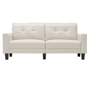 COSTWAY 3-Sitzer "Loungesofa gepolstert", 2 abnehmbare Rückenkissen, bis 450kg, 202x75x94cm