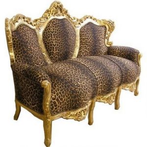 Casa Padrino Sofa "Barock Sofa Leopard/Gold - Möbel Antik Stil Barock Tiger Leo Couch"