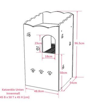 CatS Design Katzentoilette "CatS Design Katzenklo hochwertig Holz Katzentoilet", 48,8 x 54 x 96,5 cm--hochwertig solider holz-edel Designmöbel-Extreme starke Konstruktion-katzenklo