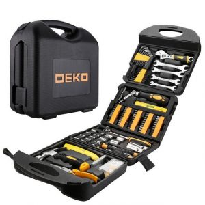 DEKO Werkzeugset "Werkzeugset", (165-St., DEKO, Werkzeugset 165 tlg., inkl Koffer, für kleine Autoreparaturen und Hausreparaturen mit Präzisionsschraubendreher, Wasserwaage und Bit-Set), Werkzeugkoffer - Werkzeugkasten