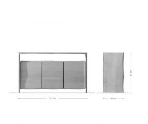 DELIFE Sideboard "Live-Edge", 147 cm Akazie White Washed 3 Türen 1 Fach Massiv Sideboard