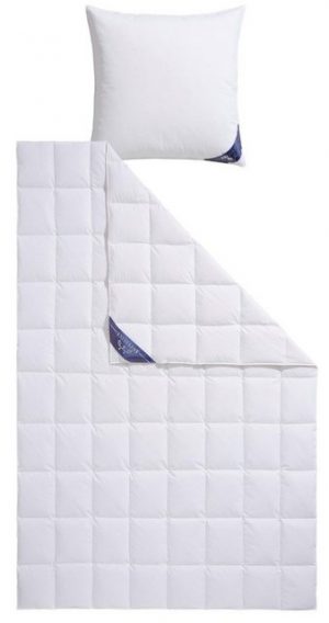 Daunenbettdecke + 3-Kammer-Kopfkissen, "Davos", Excellent, Füllung: Bettdecke: 100% Gänsedaunen, Bezug: 100% Baumwolle, Bettdecken-Set mit Kopfkissen, Bettdecke 135x200 und 155x220 cm, in 5 Wärmeklassen erhältlich, Bettdecken vom Hohenstein Institute ausgezeichnet, im Set günstiger!
