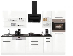HELD MÖBEL Küchenzeile "Tulsa", mit E-Geräten, Breite 290 cm, schwarze Metallgriffe, MDF Fronten