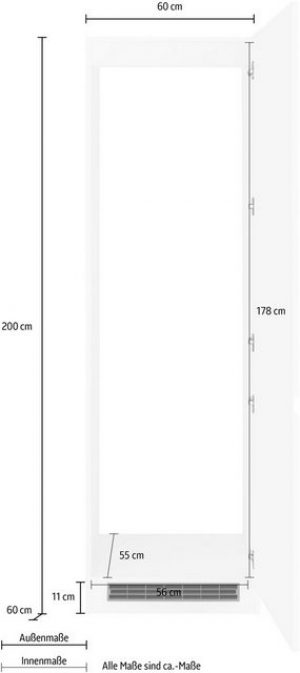 HELD MÖBEL Kühlumbauschrank "Virginia" 200 cm hoch, 60 cm breit, Nische für Kühlschrank B/H/T: 56/178/55 cm