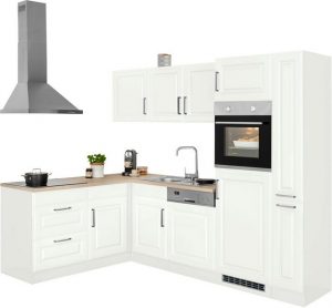 HELD MÖBEL Winkelküche "Stockholm", Stellbreite 260/170 cm, mit E-Geräten, MDF Frontenl