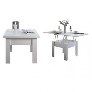 INTER-FURN Couchtisch "Flipp", wandelbarer Couch-/Esstisch weiß Melamin 70-140 x 57-77 x 70 cm